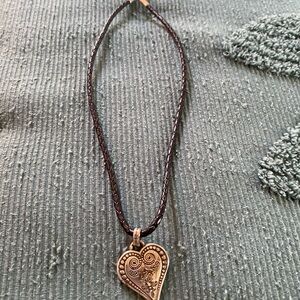 Brighton leather necklace with silver heart